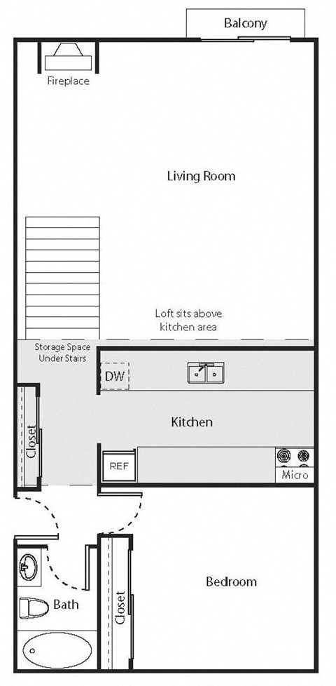 a diagram of the living room and kitchen of a small house